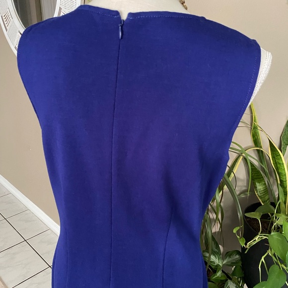 St. John Dress sz 8 Sleeveless Knit Purple Stretch Sheath Wool Blend - Picture 8 of 14